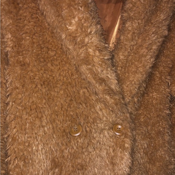 Furry Tan Coat with Buttons - Picture 2 of 2